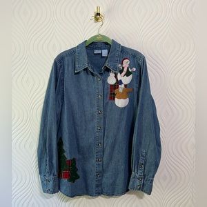 Large Holiday Editions Winter Chambray Button Down